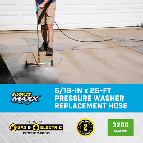 SurfaceMaxx 5/16 in. D X 25 ft. L M22 Replacement Pressure Washer Hose 3200 psi
