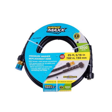 SurfaceMaxx 5/16 in. D X 25 ft. L M22 Replacement Pressure Washer Hose 3200 psi
