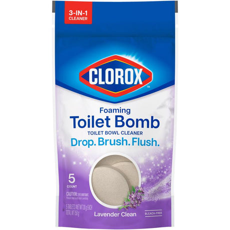 Clorox Foaming Lavender Scent Toilet Bowl Cleaner 5.3 oz Tablet, Pack of 6