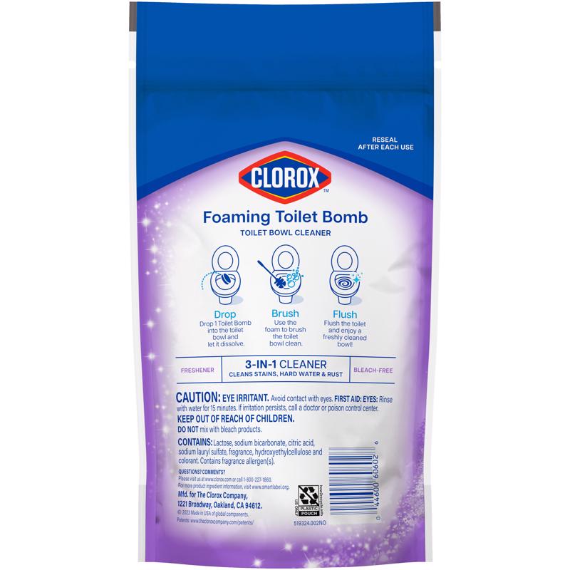 Clorox Foaming Lavender Scent Toilet Bowl Cleaner 5.3 oz Tablet, Pack of 6