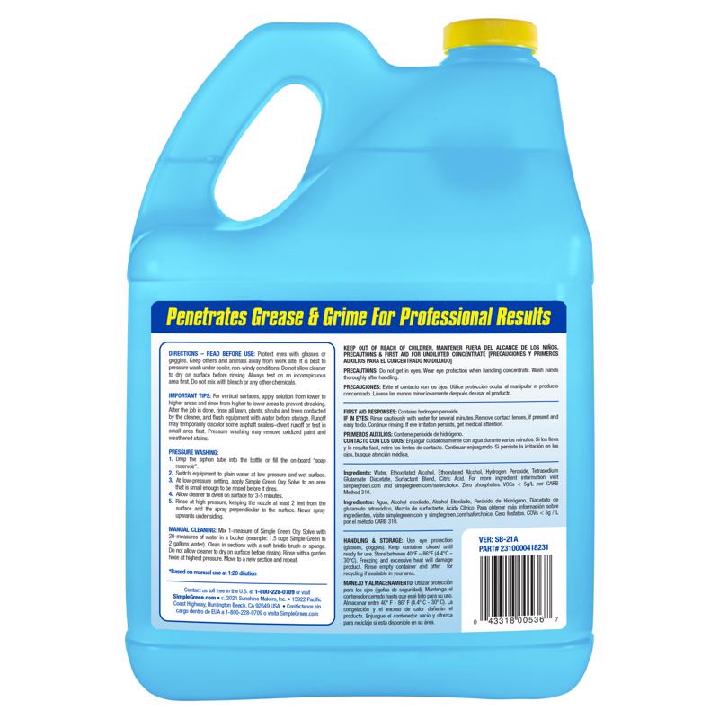 Simple Green Oxy Solve Deck and Fence Cleaner 1 gal Liquid, Pack of 4