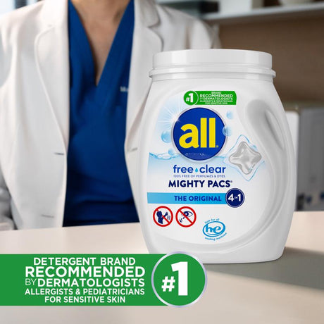 All Mighty Pacs Free & Clear Scent Laundry Detergent Pod 25.8 oz 39 pk, Pack of 6