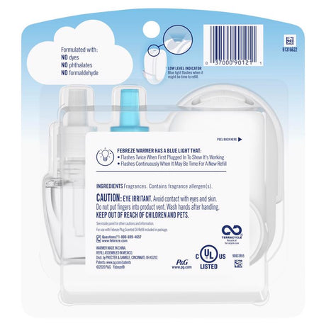Febreze Plug Linen & Sky Scent Air Freshener Starter Kit 0.87 oz Liquid 1 pk, Pack of 4
