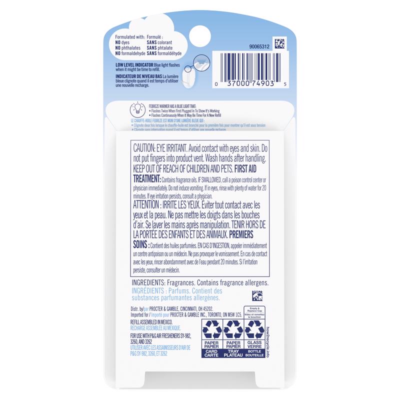 Febreze Plug Gain Original Scent Air Freshener Oil Refill 0.87 oz Liquid 1 pk, Pack of 8