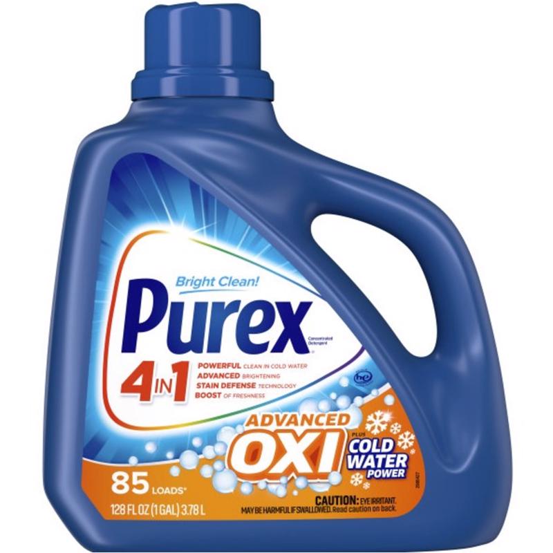 Purex Advanced Oxi No Scent Laundry Detergent Liquid 128 fl. oz. 1 pk, Pack of 4