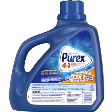 Purex Advanced Oxi No Scent Laundry Detergent Liquid 128 fl. oz. 1 pk, Pack of 4