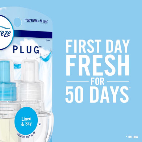 Febreze Plug Linen & Sky Scent Air Freshener Oil Warmer 1 oz Solid 1 pk, Pack of 4