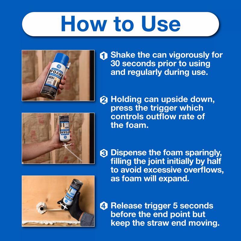 GE Pale Yellow Foam Big Gaps and Cracks Insulating Sealant 12 oz, Pack of 12