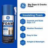 GE Pale Yellow Foam Big Gaps and Cracks Insulating Sealant 12 oz, Pack of 12