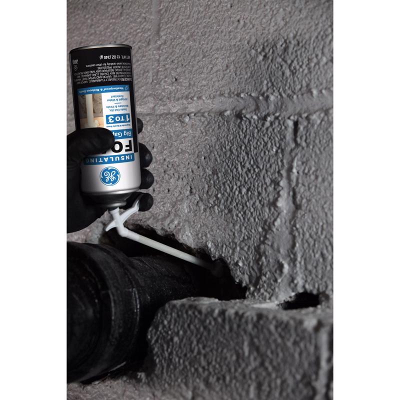 GE Pale Yellow Foam Big Gaps and Cracks Insulating Sealant 12 oz, Pack of 12
