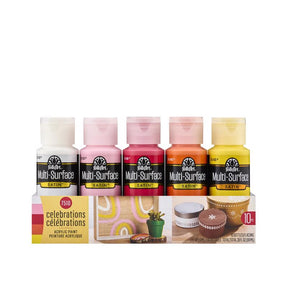 FolkArt Multi-Surface Satin Assorted Water-Based Acrylic Paint Set Exterior and Interior 10 pc, Pack of 3