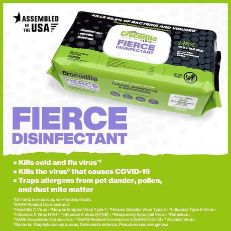 Crocodile Cloth Fierce Disinfecting Wipes 15 in. W X 10 in. L 80 wipes 1 pk