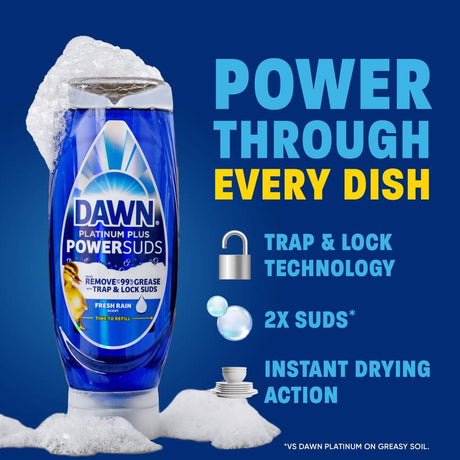 Dawn Platinum Plus PowerSuds Fresh Scent Liquid Dishwashing Liquid 13.6 oz 1 pk, Pack of 8