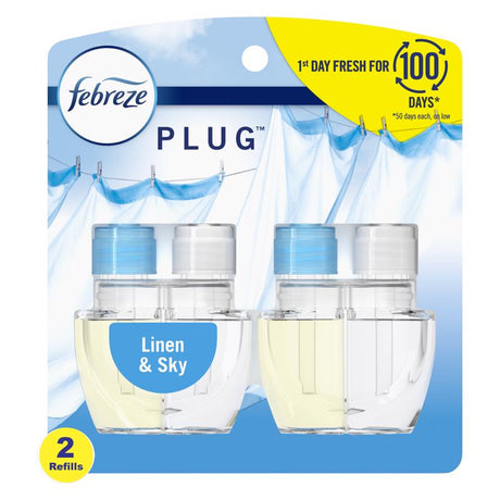 Febreze Plug Linen and Sky Scent Air Freshener Oil Refill 1.75 oz Liquid 2 pk, Pack of 6