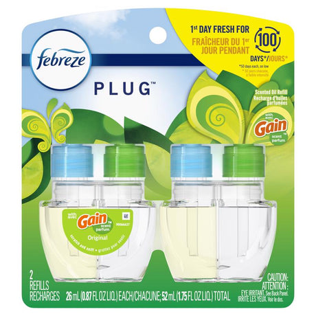 Febreze Plug Gain Original Scent Air Freshener Oil Refill 1.75 oz Liquid 2 pk, Pack of 6