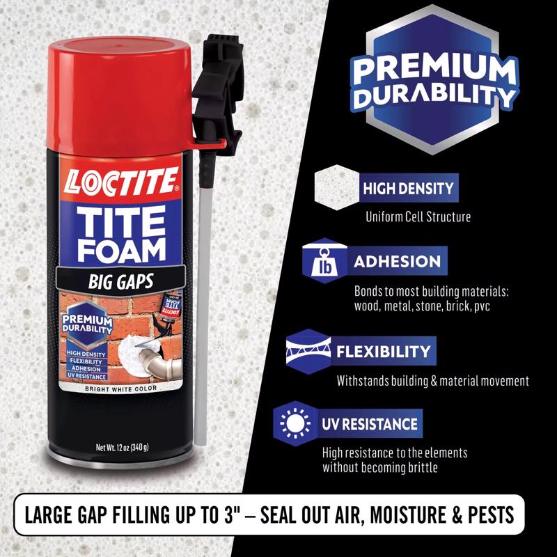 Loctite WHITE Polymer Foam Insulating Sealant 12 oz, Pack of 12