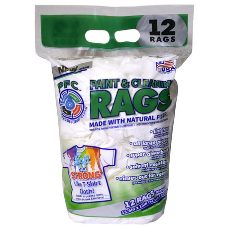 PFC Precision-Fiber 13.6 in. W X 15 in. L White Natural Fibers Rags, Pack of 8