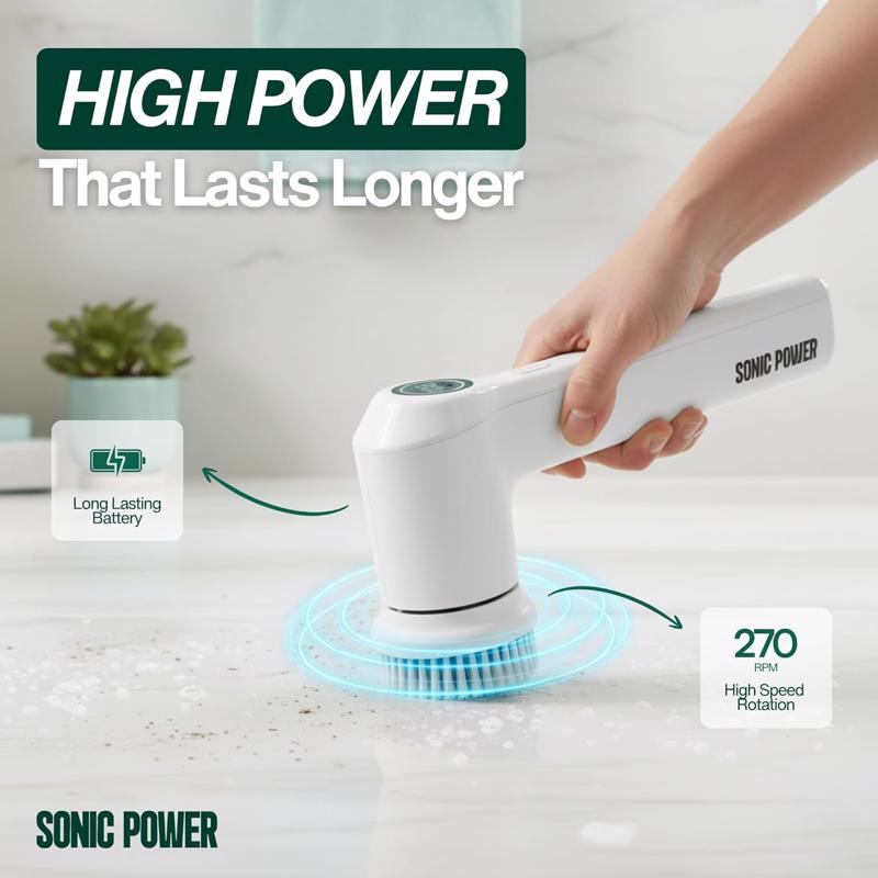 Sonic Power 2.5 in. W Medium Bristle 7 in. Plastic Handle Tub & Tile Scrubber