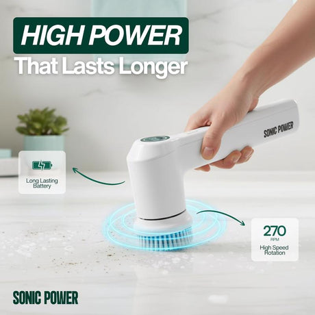 Sonic Power 2.5 in. W Medium Bristle 7 in. Plastic Handle Tub & Tile Scrubber