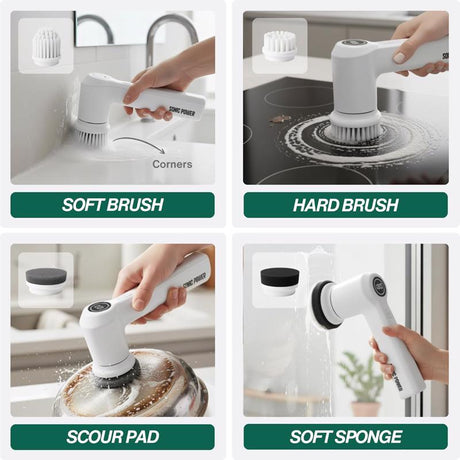 Sonic Power 2.5 in. W Medium Bristle 7 in. Plastic Handle Tub & Tile Scrubber