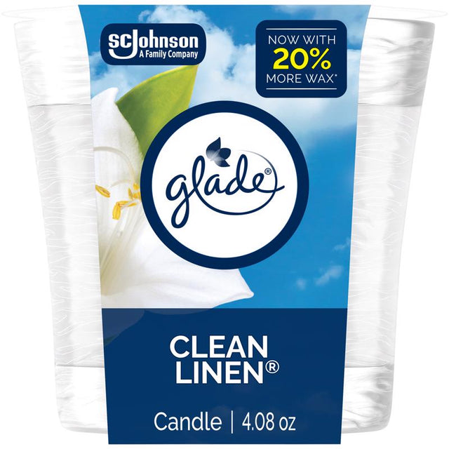 Glade Ivory Clean Linen Scent Air Freshener Candle 4.08 oz, Pack of 6