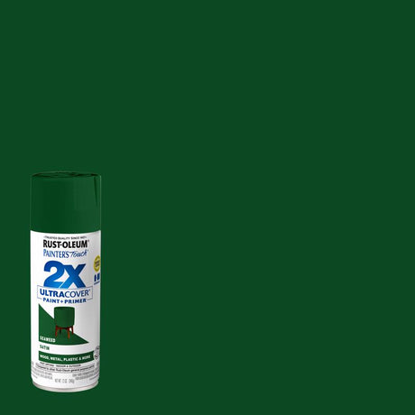 Rust-Oleum Painter's Touch 2X Ultra Cover Satin Seaweed Paint+Primer Spray Paint 12 oz, Pack of 6