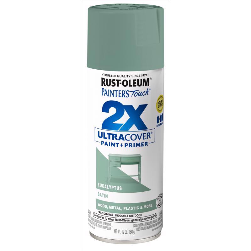 Rust-Oleum Painter's Touch 2X Ultra Cover Satin Eucalyptus Paint+Primer Spray Paint 12 oz