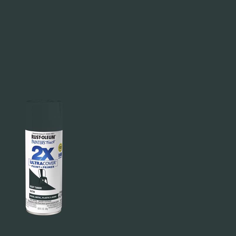 Rust-Oleum Painter's Touch Satin Deep Timber Paint+Primer Spray Paint 12 oz, Pack of 6