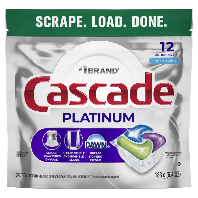 Cascade Platinum Fresh Scent Pods Dishwasher Detergent 6.4 oz 1 pk, Pack of 6