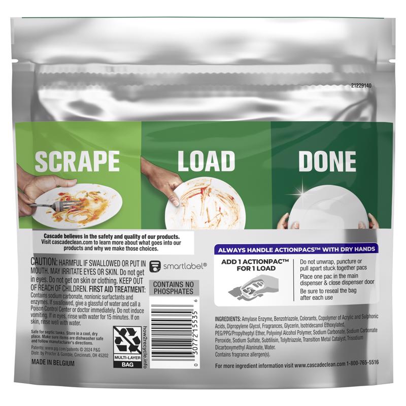 Cascade Platinum Fresh Scent Pods Dishwasher Detergent 6.4 oz 1 pk, Pack of 6