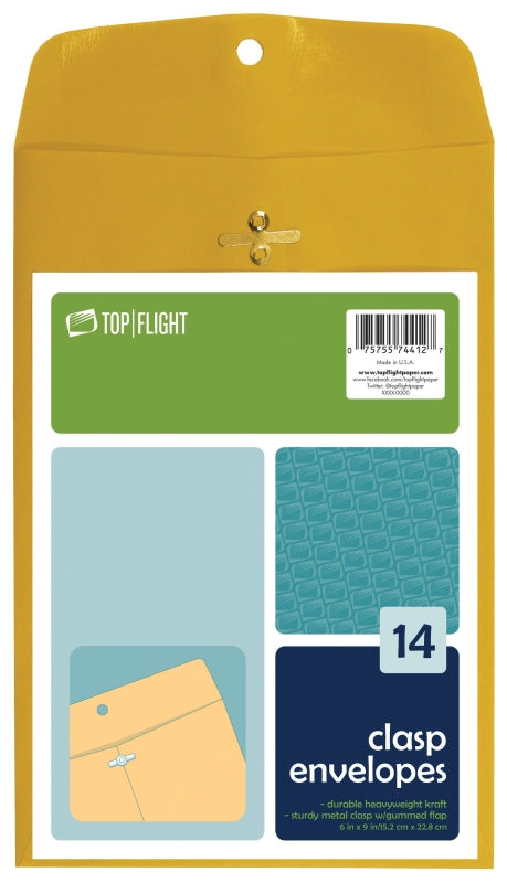 Top Flight 6911006 Envelope, Kraft Paper, 6 in W