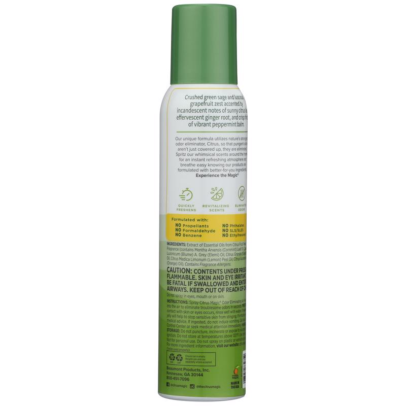 Citrus Magic Citrus and Sage Scent Air Freshener Spray 3 oz Aerosol 1 pk, Pack of 6