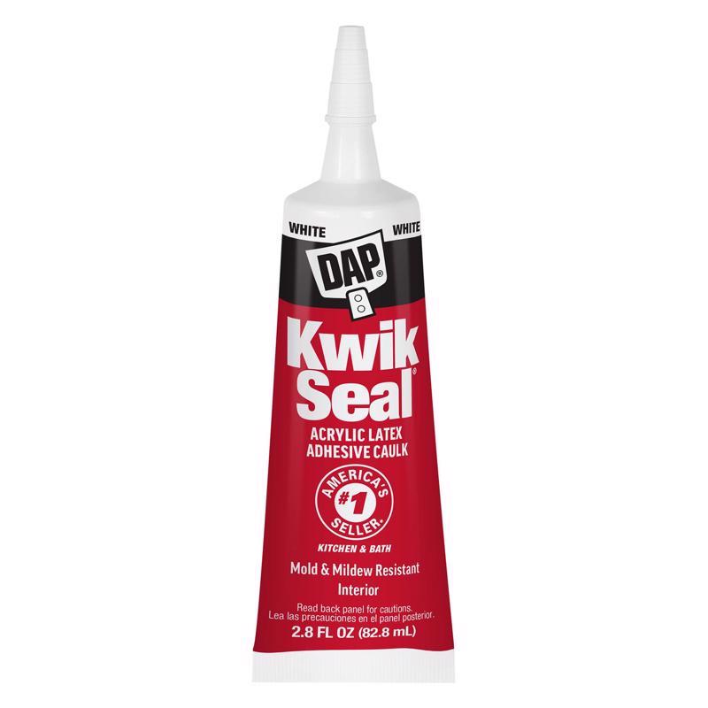 DAP Kwik Seal White Acrylic Latex Kitchen and Bath Adhesive Caulk 2.8 oz, Pack of 6