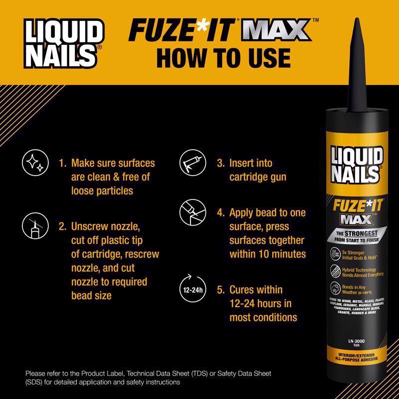 Liquid Nails All Purpose Construction Adhesive 9 oz, Pack of 12