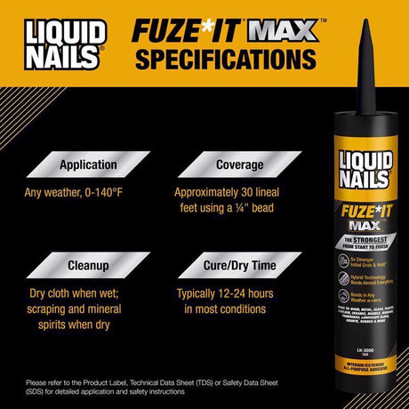 Liquid Nails All Purpose Construction Adhesive 9 oz, Pack of 12
