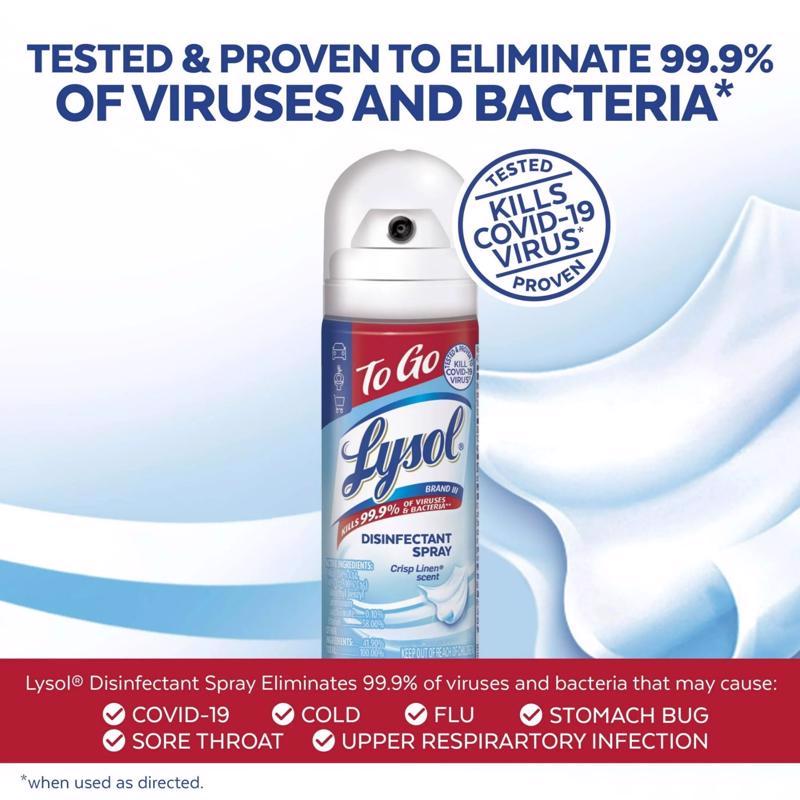 Lysol Crisp Linen Scent Disinfectant 1.5 oz 1 pk, Pack of 12