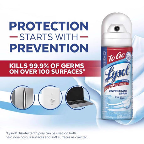 Lysol Crisp Linen Scent Disinfectant 1.5 oz 1 pk, Pack of 12
