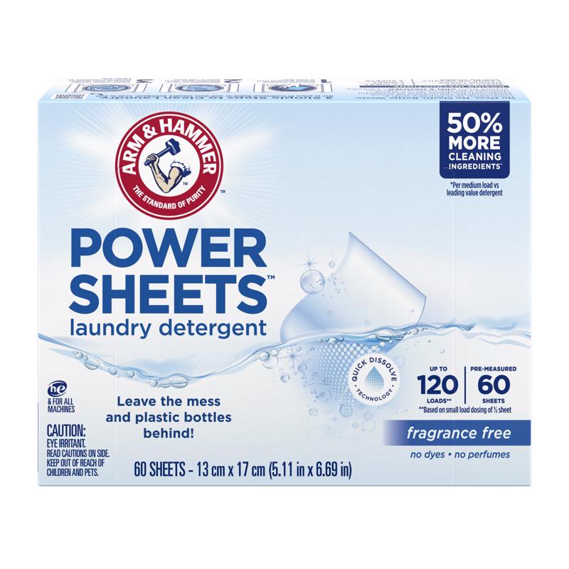 Arm & Hammer No Scent Detergent Sheets 60 ct 60 pk, Pack of 6