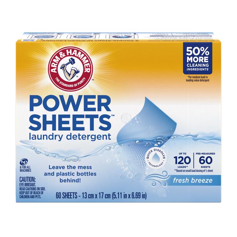 Arm & Hammer Clean Breeze Scent Detergent Sheets 60 ct 60 pk, Pack of 6
