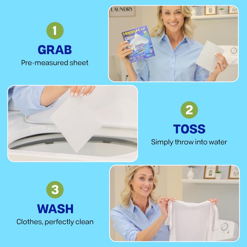 Happy Hour Fresh Scent Laundry Detergent Sheets 60 pk