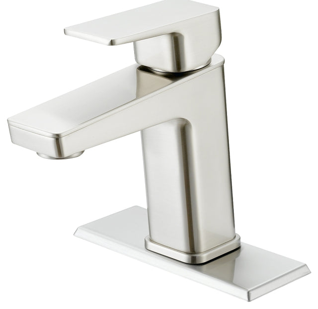 Boston Harbor FS6A0215NP Lavatory Faucet, 1.2 gpm, 1-Handle, 1, 3-Faucet Hole, Metal/Plastic, Brushed Nickel