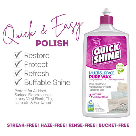 Quick Shine High Gloss Floor Wax Liquid 27 oz, Pack of 6
