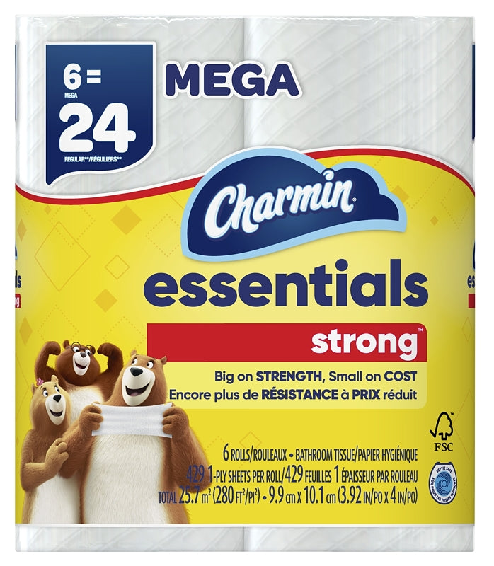 Charmin Essentials Strong Series 04515 Toilet Paper, 1-Ply, Pack of 3