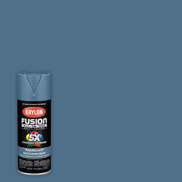 Krylon Fusion All-In-One Matte Worn Denim All-In-One Spray Paint 12 oz, Pack of 6