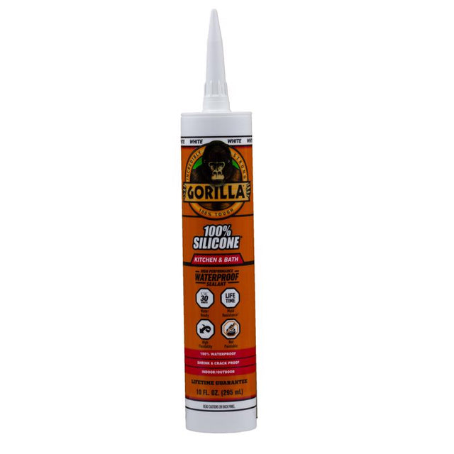 Gorilla White Silicone Kitchen and Bath Sealant 10 oz, Pack of 12
