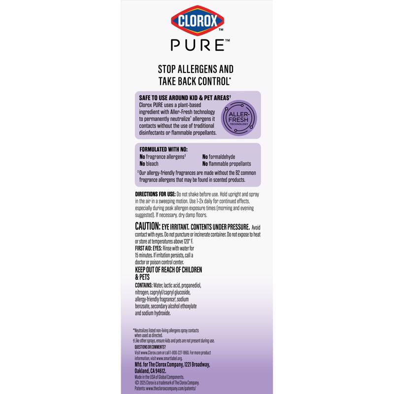 Clorox Pure Nighttime Calm Scent Air Freshener Spray 8 oz Aerosol 1 pk, Pack of 6