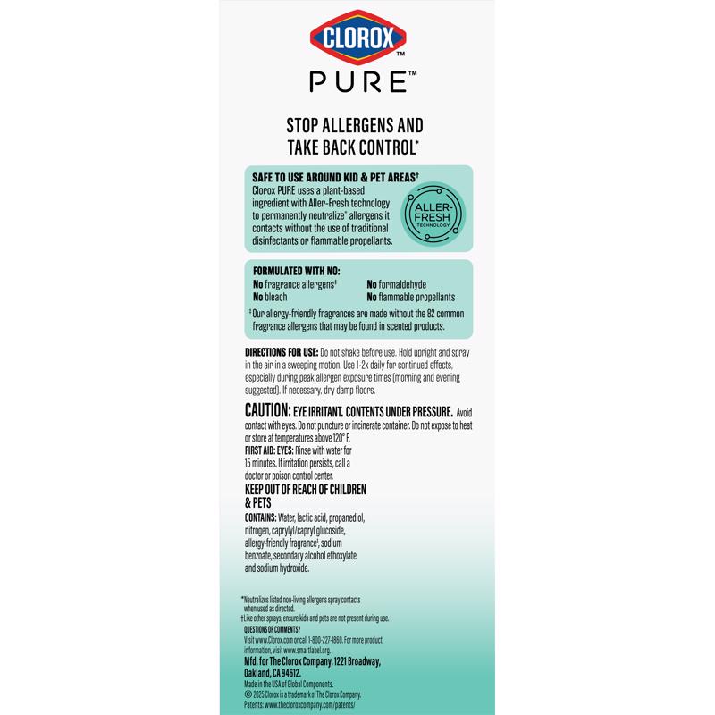 Clorox Pure Clean Breeze Scent Air Freshener Spray 8 oz Aerosol 1 pk, Pack of 6