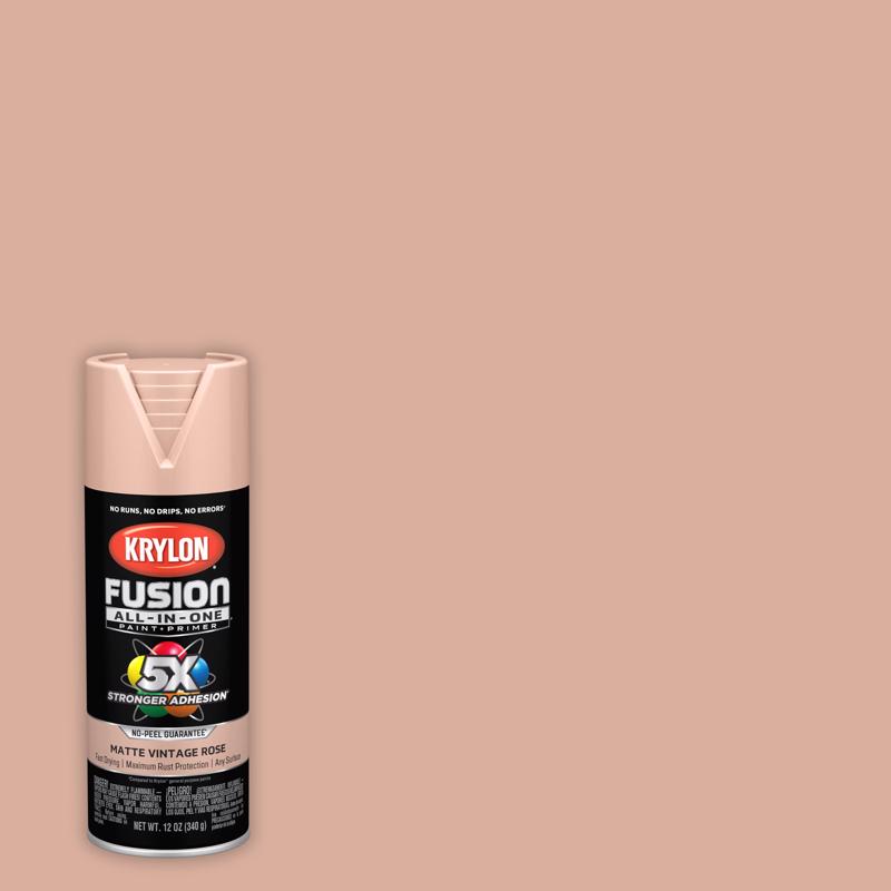 Krylon Fusion All-in-One Flat/Matte Vintage Rose Paint +Primer 12 oz, Pack of 6