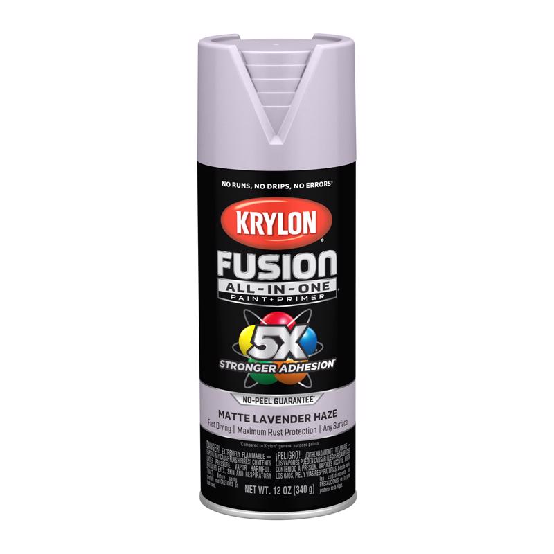 Krylon Fusion All-in-One Matte Lavender Haze Paint +Primer 12 oz, Pack of 6