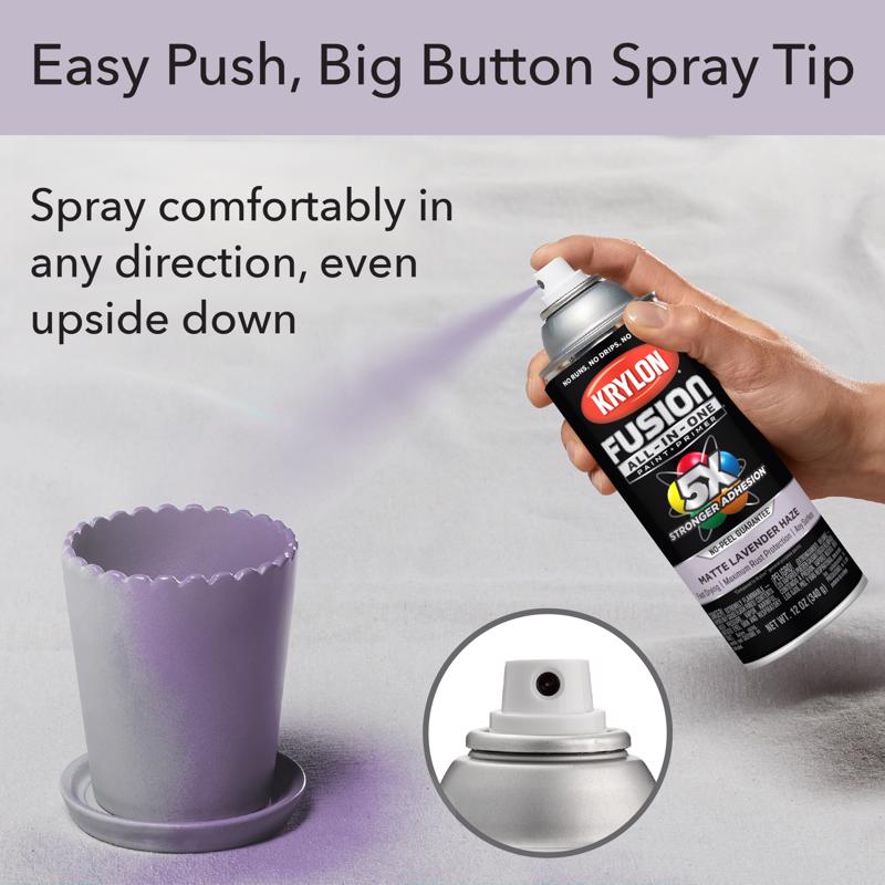 Krylon Fusion All-in-One Matte Lavender Haze Paint +Primer 12 oz, Pack of 6